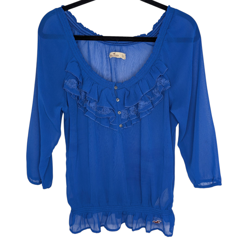 Hollister Y2K Ruffled Romantic Blue Top